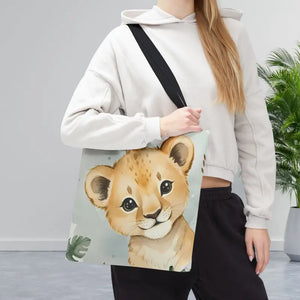 Bags - Cute Baby Lion Tote Bag - Watercolor Safari Print - Dipaliz