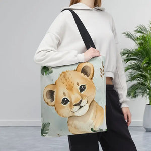 Bags - Cute Baby Lion Tote Bag - Watercolor Safari Print - Dipaliz
