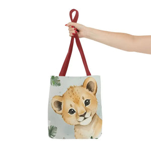 Bags - Cute Baby Lion Tote Bag - Watercolor Safari Print - Dipaliz