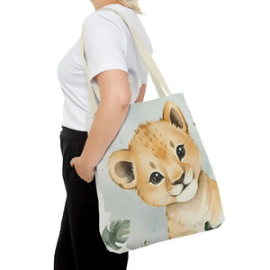 Bags - Cute Baby Lion Tote Bag - Watercolor Safari Print - Dipaliz