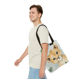 Bags - Cute Baby Lion Tote Bag - Watercolor Safari Print - Dipaliz