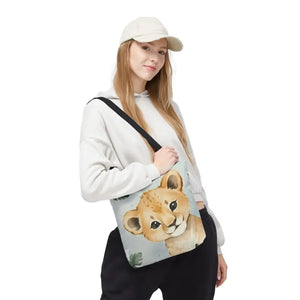 Bags - Cute Baby Lion Tote Bag - Watercolor Safari Print - Dipaliz