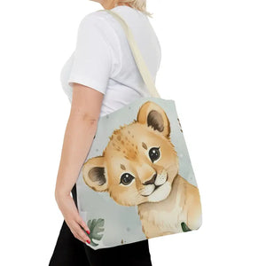 Bags - Cute Baby Lion Tote Bag - Watercolor Safari Print - Dipaliz