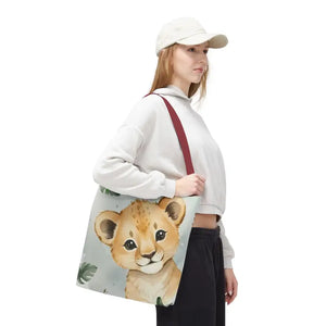 Bags - Cute Baby Lion Tote Bag - Watercolor Safari Print - Dipaliz
