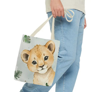 Bags - Cute Baby Lion Tote Bag - Watercolor Safari Print - Dipaliz