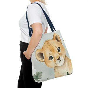 Bags - Cute Baby Lion Tote Bag - Watercolor Safari Print - Dipaliz