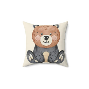 Cute Bear Throw Pillow – Spun Polyester Square - Dipaliz - Pillows