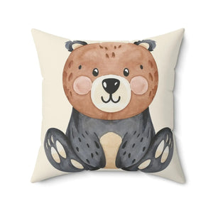 Cute Bear Throw Pillow – Spun Polyester Square - Dipaliz - Pillows