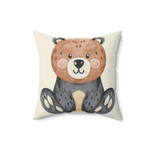 Cute Bear Throw Pillow – Spun Polyester Square - Dipaliz - Pillows