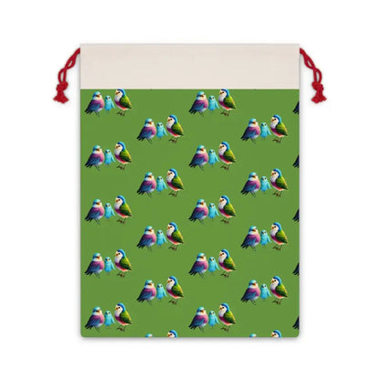 Eco-friendly Linen Gift Bags with Cute Birds Pattern - 19.7’’ x 26’’