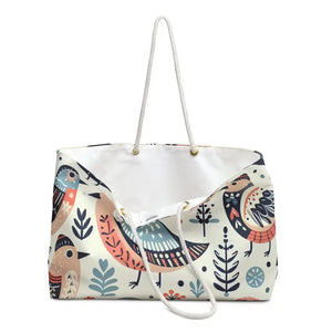 Cute Birds Weekender Bag - Colorful Tropical Tote - Dipaliz - 24’’ × 13’’ - Bags