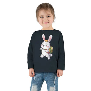Cute Bunny Toddler Long Sleeve Tee - Playful Spring Top - Dipaliz - T-shirts