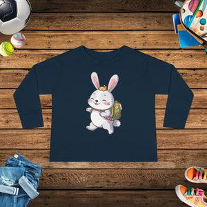 Cute Bunny Toddler Long Sleeve Tee - Playful Spring Top - Dipaliz - 2t / Navy - T-shirts