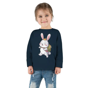 Cute Bunny Toddler Long Sleeve Tee - Playful Spring Top - Dipaliz - T-shirts