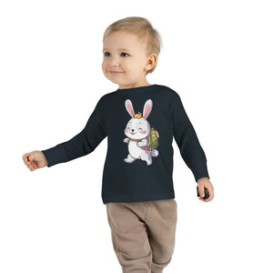 Cute Bunny Toddler Long Sleeve Tee - Playful Spring Top - Dipaliz - T-shirts