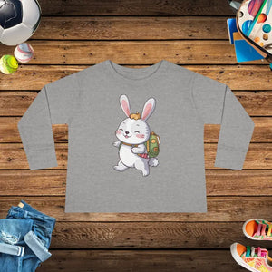 Cute Bunny Toddler Long Sleeve Tee - Playful Spring Top - Dipaliz - 2t / Heather - T-shirts
