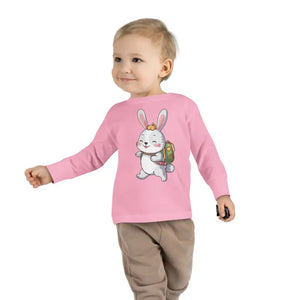 Cute Bunny Toddler Long Sleeve Tee - Playful Spring Top - Dipaliz - T-shirts