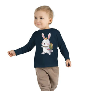 Cute Bunny Toddler Long Sleeve Tee - Playful Spring Top - Dipaliz - T-shirts