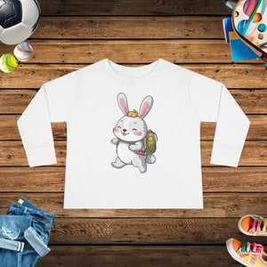 Cute Bunny Toddler Long Sleeve Tee - Playful Spring Top - Dipaliz - 2t / White - T-shirts