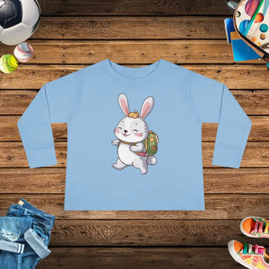 Cute Bunny Toddler Long Sleeve Tee - Playful Spring Top - Dipaliz - 2t / Light Blue - T-shirts