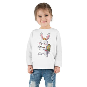 Cute Bunny Toddler Long Sleeve Tee - Playful Spring Top - Dipaliz - T-shirts