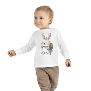 Cute Bunny Toddler Long Sleeve Tee - Playful Spring Top - Dipaliz - T-shirts