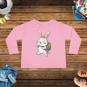 Cute Bunny Toddler Long Sleeve Tee - Playful Spring Top - Dipaliz - 2t / Pink - T-shirts