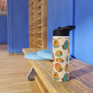 Cute Capybara Pattern Stainless Steel Water Bottle, Personalized Name Option - Bottles