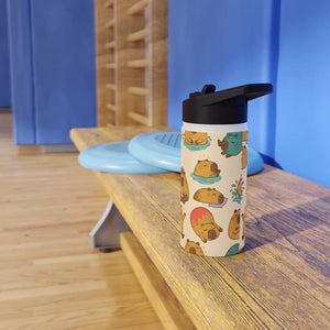 Cute Capybara Pattern Stainless Steel Water Bottle, Personalized Name Option - Bottles