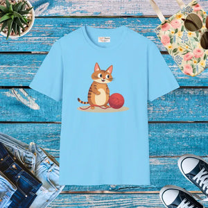 Cute Cat Basketball Unisex Softstyle Tee for Lovers - Dipaliz - s / Sky - T-shirts
