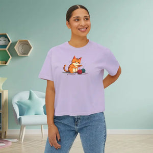 Cat Boxy Tee - Cute Fun Style Comfort Top - Dipaliz - T-shirts