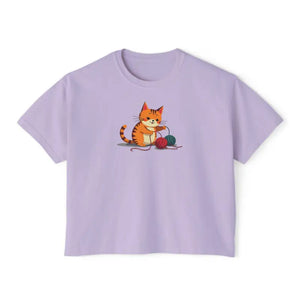 Cat Boxy Tee - Cute Fun Style Comfort Top - Dipaliz - Orchid / s - T-shirts