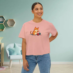 Cat Boxy Tee - Cute Fun Style Comfort Top - Dipaliz - T-shirts