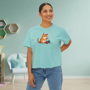 Cat Boxy Tee - Cute Fun Style Comfort Top - Dipaliz - T-shirts