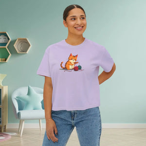 Cute Cat Boxy Tee - Soft Cotton Casual Style - Dipaliz - T-shirts