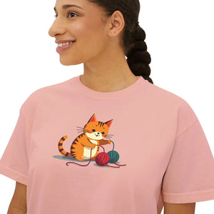 Cute Cat Boxy Tee - Soft Cotton Casual Style - Dipaliz - T-shirts