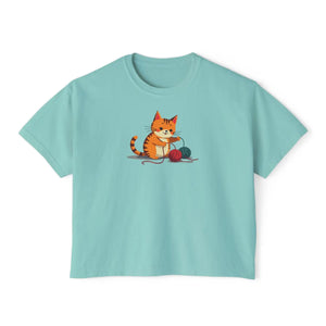 Cute Cat Boxy Tee - Soft Cotton Casual Style - Dipaliz - T-shirts