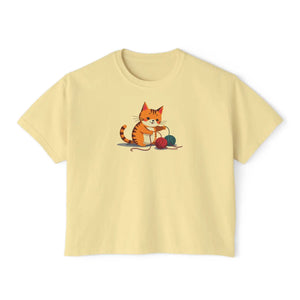 Cute Cat Boxy Tee - Soft Cotton Casual Style - Dipaliz - T-shirts