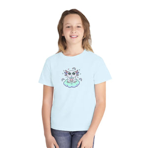 Cute Cat on Cloud Youth Tee - Pastel Magical Kitten Graphic Shirt - T-shirts