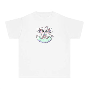 Cute Cat on Cloud Youth Tee - Pastel Magical Kitten Graphic Shirt - T-shirts