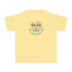 Cute Cat on Cloud Youth Tee - Pastel Magical Kitten Graphic Shirt - T-shirts