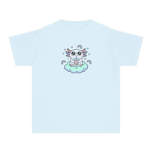 Cute Cat on Cloud Youth Tee - Pastel Magical Kitten Graphic Shirt - T-shirts