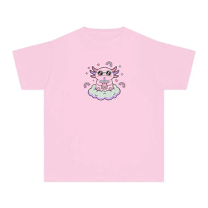 Cute Cat on Cloud Youth Tee - Pastel Magical Kitten Graphic Shirt - T-shirts