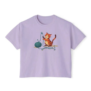 Cute Cat Lover Women’s Boxy Tee Fun Graphic Comfort Style - Dipaliz - Orchid / s - T-shirts
