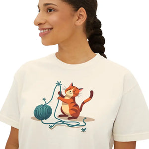 Cute Cat Lover Women’s Boxy Tee Fun Graphic Comfort Style - Dipaliz - T-shirts