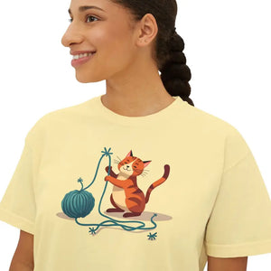 Cute Cat Lover Women’s Boxy Tee Fun Graphic Comfort Style - Dipaliz - T-shirts