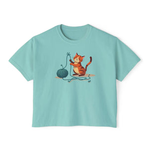 Vintage Women’s Boxy Tee - Cute Cat Lover Cotton - Dipaliz - T-shirts