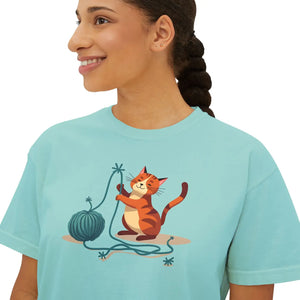 Vintage Women’s Boxy Tee - Cute Cat Lover Cotton - Dipaliz - T-shirts