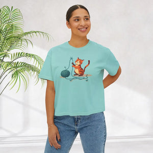 Vintage Women’s Boxy Tee - Cute Cat Lover Cotton - Dipaliz - T-shirts