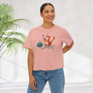 Vintage Women’s Boxy Tee - Cute Cat Lover Cotton - Dipaliz - T-shirts